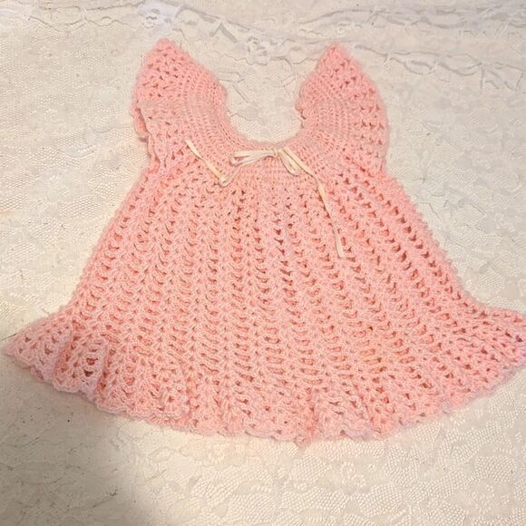 VINTAGE Hand made Doll Knit dress - Picture 1 of 9